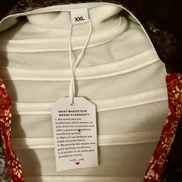 ❤️NWT-Boho long sleeve V-neck Tunic Top- lg “Made with Love Brand” - Picture 5 of 7